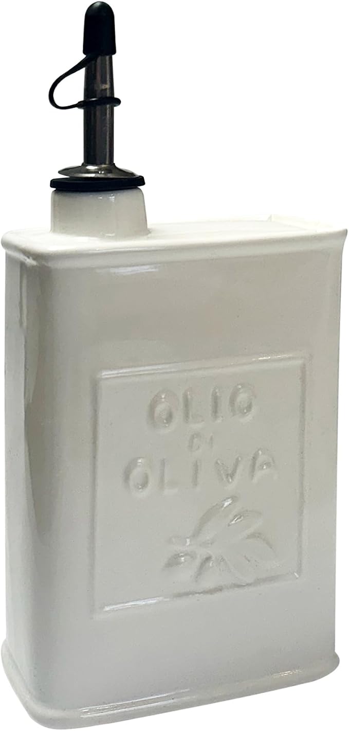 Fox Run White Ceramic Oil Can, 17 oz/500 ML Olive Oil Dispenser by foxrunbrands