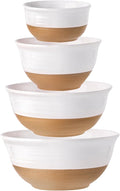 HASENSE Nesting Ceramic Mixing Bowls Set of 4, 2.1/1.5/1.0/0.5 Qt White & by Hasense