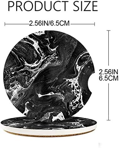 Britimes Car Coasters for Drinks, 2 Pack Ceramic Stone 2.56" Black