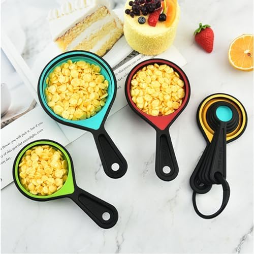 VUFVOID 8pcs Collapsible Silicone Measuring Cups and Spoons Set