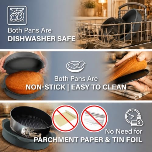 Cheesecake Baking Pans, Non-stick Springform Pan Set & Silicone Sleeve