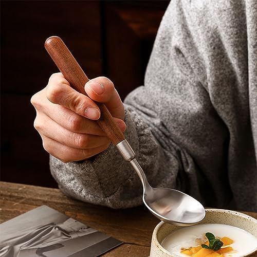 1-Pack Rustic Flatware Set with Walnut Handle, Stainless Steel