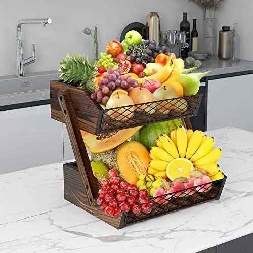 Dorhors Fruit Basket for Kitchen Counter Organizer,Fruit Bowl Stand Storage