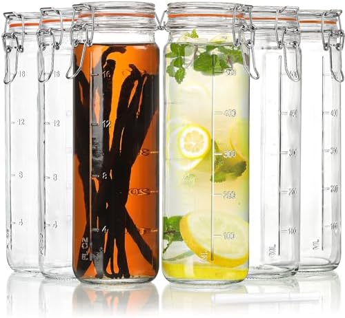 Glass Jars with Airtight Lid, Glass Bottles for Vanilla Extract, 20 oz