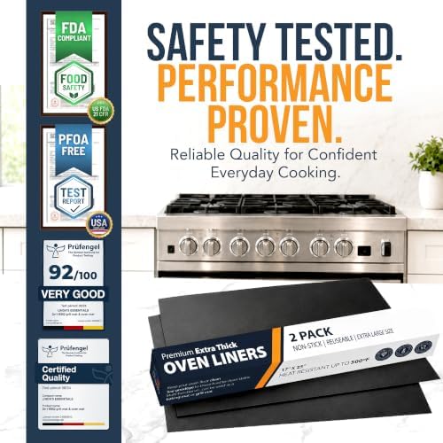Oven Liners for Bottom of Oven - 2 Pack Large Heavy Duty Mats, 17”x25”