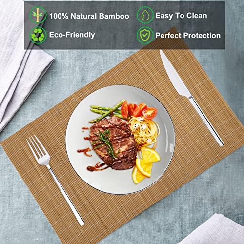 Set of 8 Pcs Bamboo Placemats Sushi Rolling Mat Japanese Style Natural