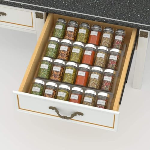 Ciieeo Acrylic Spice Rack Organizer with Tiered Drawer Expandable