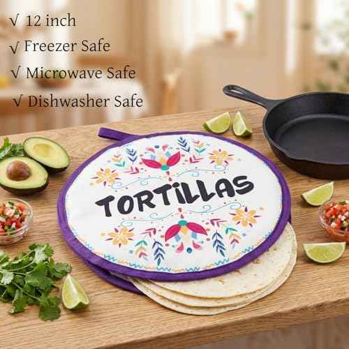 Lyellfe 3 Pack Tortilla Warmer Pouch, Microwave Oven Freezer Safe