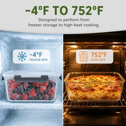 2-Pack 85oz Large Glass Food Storage Containers with Lids