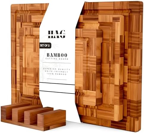 Bamboo Cutting Board Set of 3 in Large, XL and XXL Sizes, Heavy Duty
