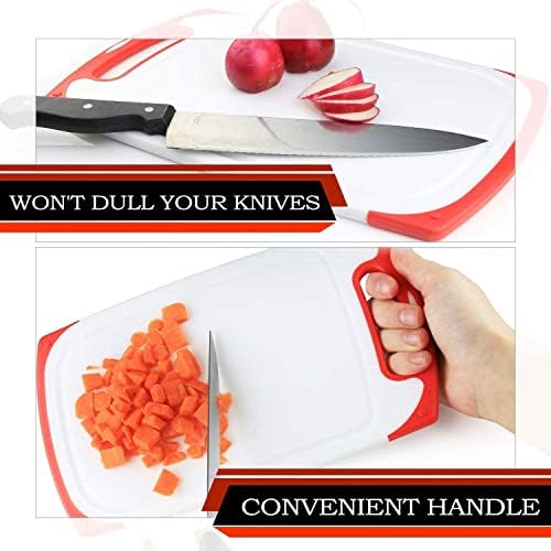 Cutting Boards for Kitchen, Plastic Chopping Board Set of 3 with