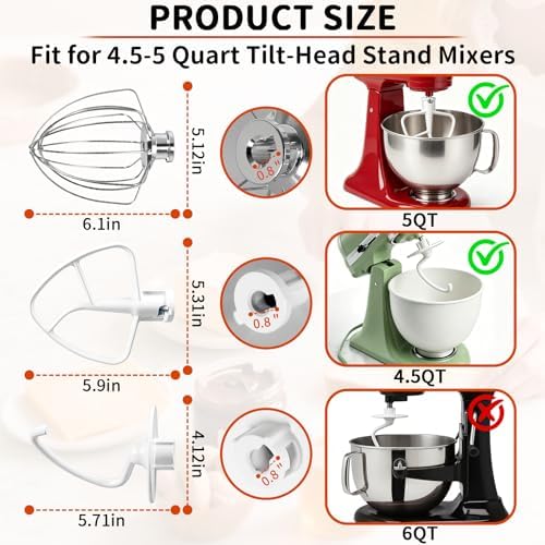 3-Piece Kit Stand Mixer Attachments Set for KitchenAid, Reinforced