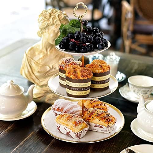 Frcctre Set of 2 Ceramic Cupcake Stand, 3+2 Tier Porcelain Dessert