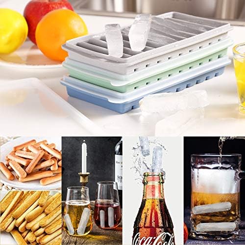 LessMo 3 PCS Ice Cube Tray, Long Ice Stick Tray Silicone with Lid