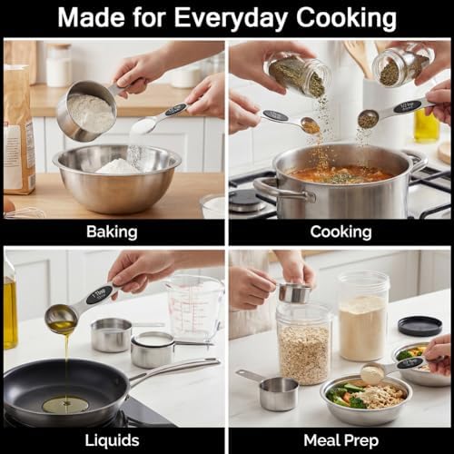 17 Pieces Stainless Steel Measuring Cups & Magnetic Measuring Spoons