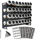 4 Tier Spice Rack Organizer with 32 Square Spice Jars and 160 Spice