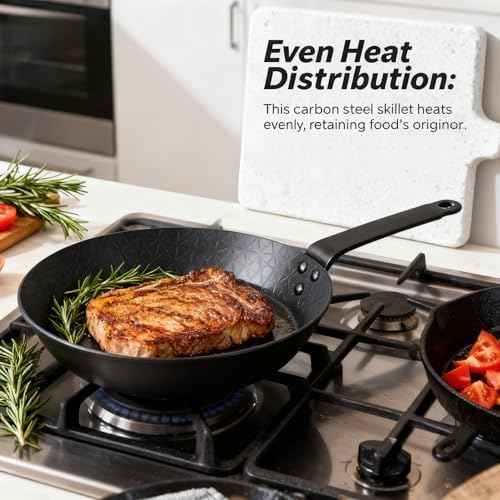POCREATION Carbon Steel Skillet Pan Set, Nonstick Even Heating Frying
