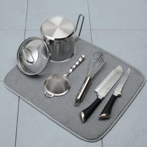 Norpro 18 by 16-Inch Microfiber Dish Drying Mat, Grey (359G), Pack of