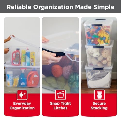 Rubbermaid Cleverstore 32 Qt Storage Bins, 6 Pack
