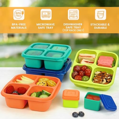 Caperci Lunchable Snack Containers - 4 Pack Bento Snack Boxes