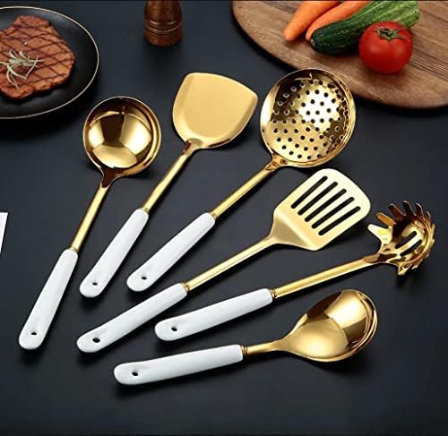 AQUAX Stainless Steel Kitchenware Set, 7-Piece, White & Gold