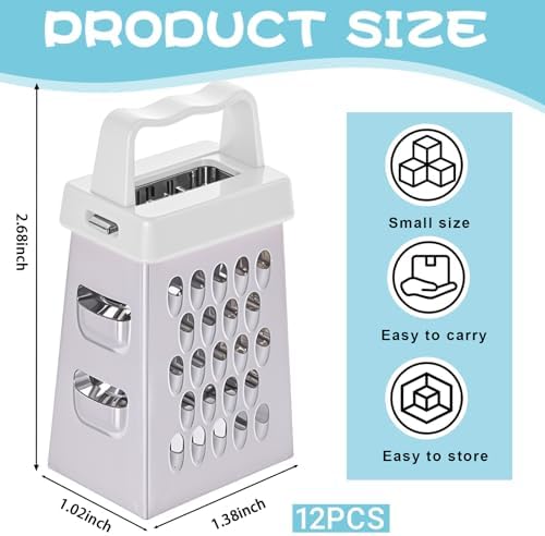 12 Pcs Mini Cheese Grater Stainless Steel Box Grater with 4 Sides