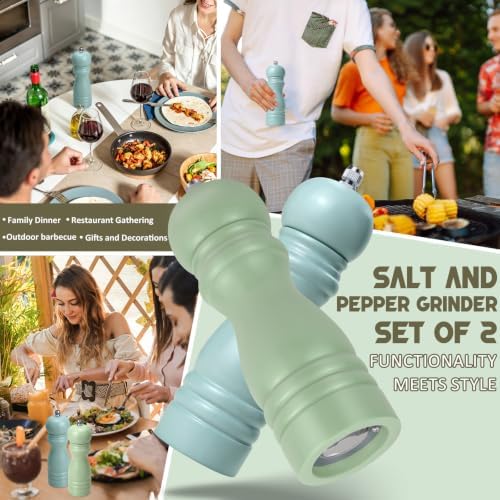 IAGORYUE Wooden Salt and Pepper Grinder Set, 6.5 Inches