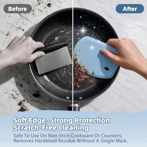 Silicone Dough Scraper with Metal Core Flexible Bowl Scraper Bread