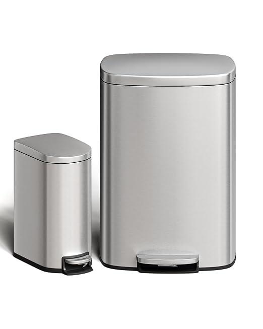 GarveeHome 13 Gal & 2.6 Gal Trash Can Combo Set, Kitchen Trash Can and Bathroom by GarveeHome