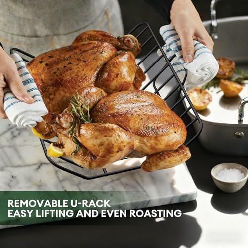 COOKER KING Hybrid Stainless Steel Nonstick Roasting Pan with Rack, 18x15"