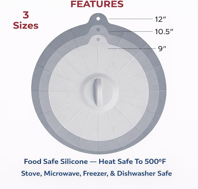 HIC Kitchen Cooking and Storage Lids, High-Heat Silicone - Image 6