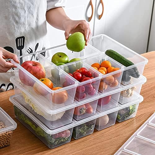 2Pack Veggie Tray with Lid, 5-Compartment Food Container