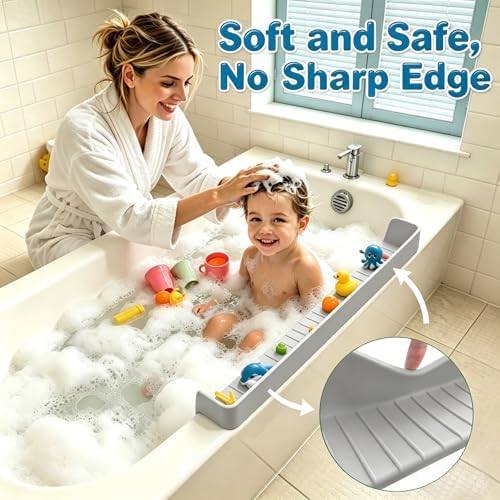 Bathtub Splash Guard with Strong Suction Cups, Silicone Splash Guard