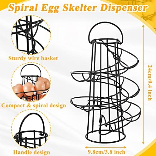Zubebe 2 Pcs Egg Basket Spiral Holder for Fresh Eggs, 9.4'', Handle