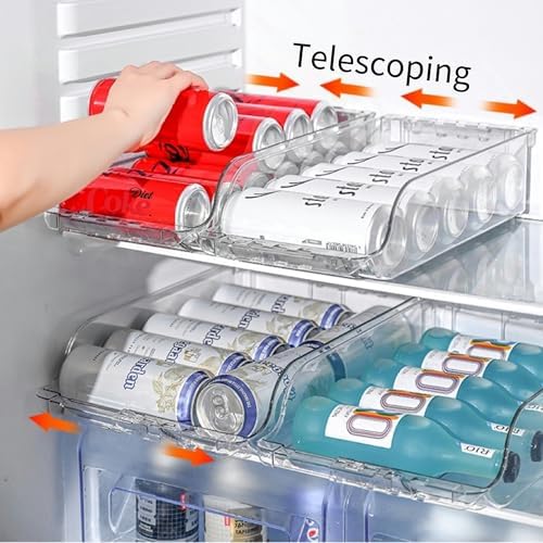 Adjustable Soda Can Dispenser for Refrigerator –Expandable Width PET