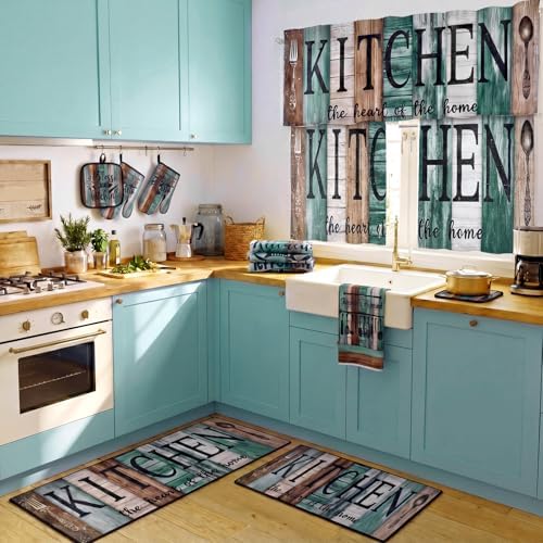 Fanfanwin 12 Pcs Farmhouse Kitchen Decor Teal Kitchen Accessories