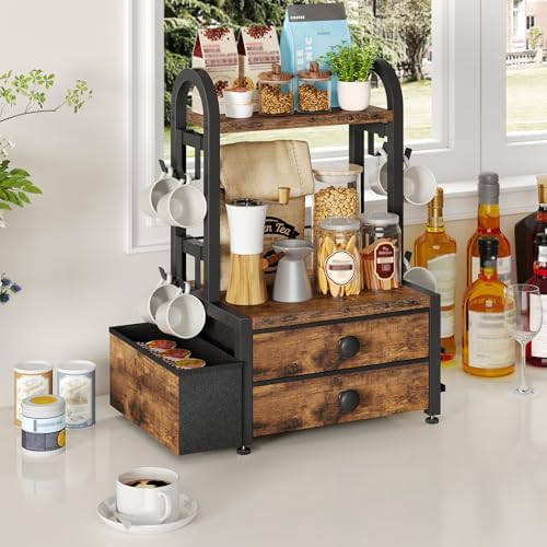 HOOBRO Coffee Mug Cup Holder, Coffee Bar Organizer with with 8 Hooks