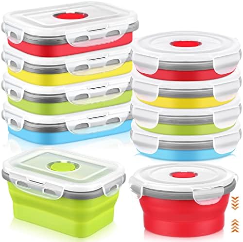 8 Pcs Small Silicone Collapsible Food Storage Containers with Airtight