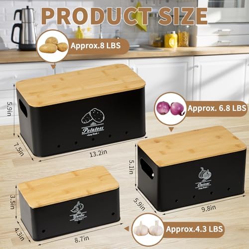 3 Pack Metal Vegetable Storage,Onion Storage,Potato Storage and Garlic