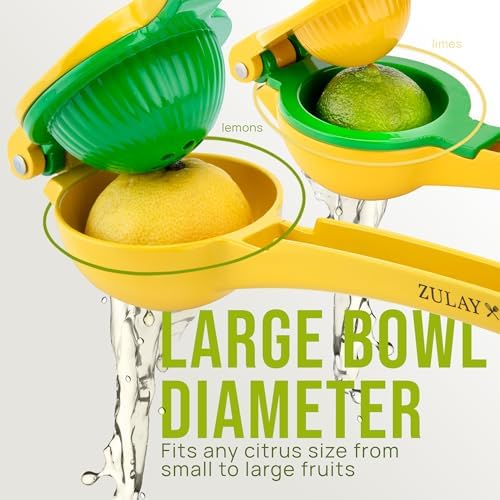 Zulay Metal Lemon Squeezer, Yellow/Green Manual Citrus Juicer