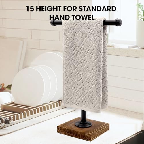 T-Shape 15'' Black Hand Towel Holder Stand