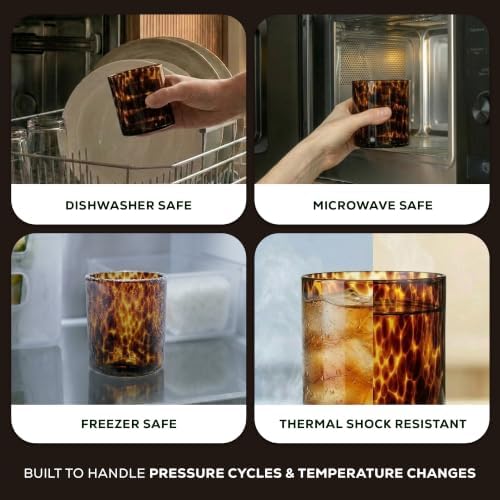 Joseph Sedgh Collection Tortoise Shell DOF Lowball Glass Set of 4