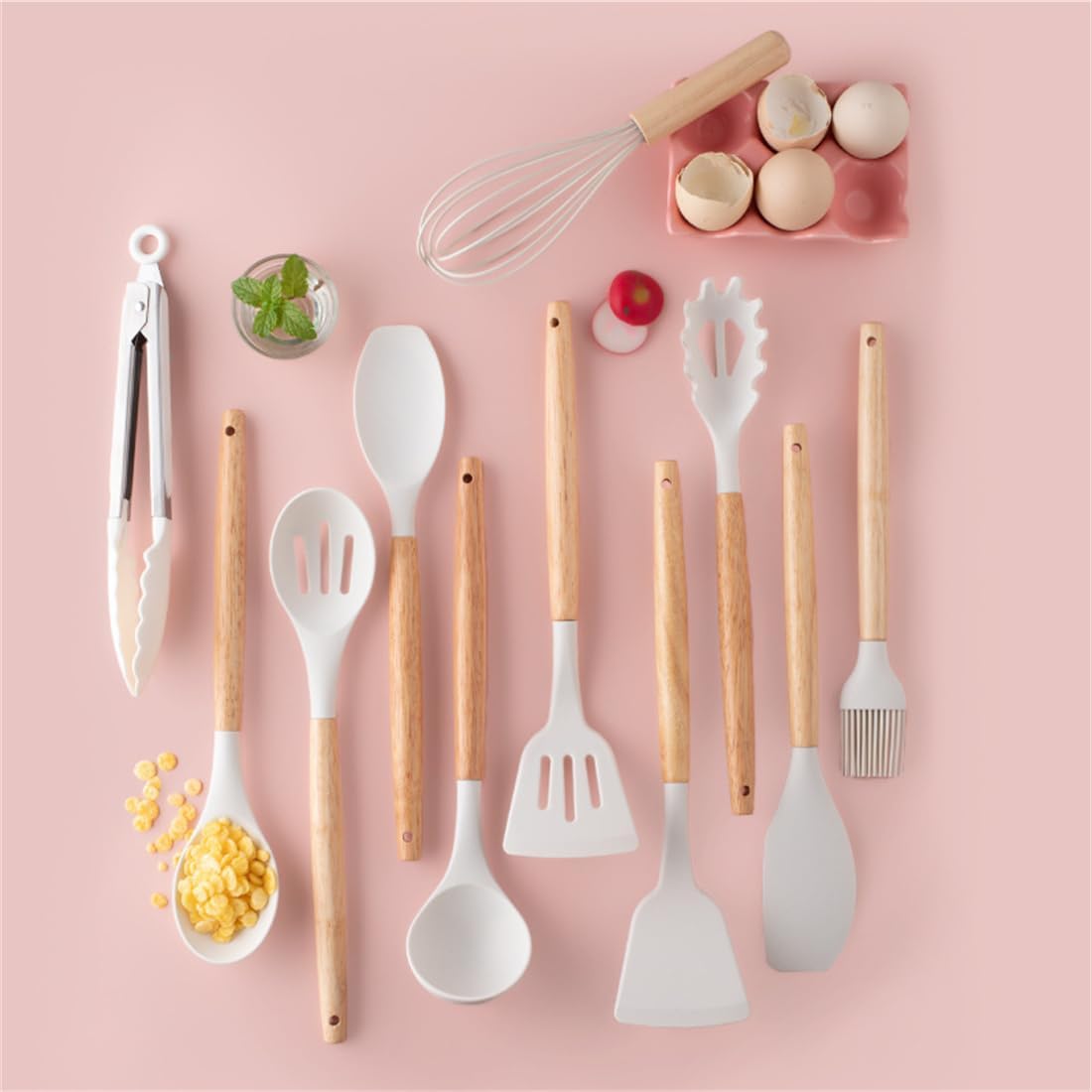 19 PCS Kitchen Cooking Utensils and Knife Set with Holder Block