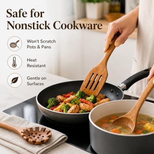 11-Piece Teak Wood Kitchen Utensil Set
