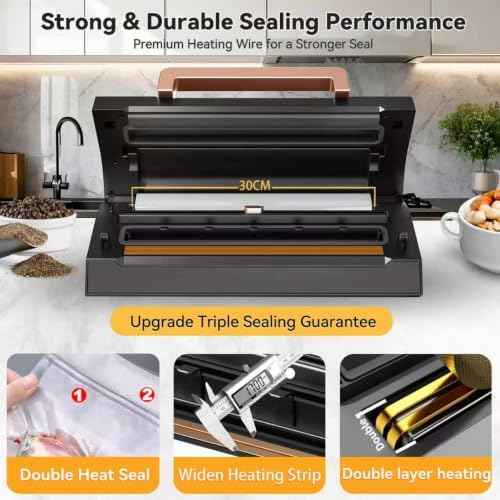 Vacapex Vacuum Sealer Machine, Double Heat Seal, 2 Rolls