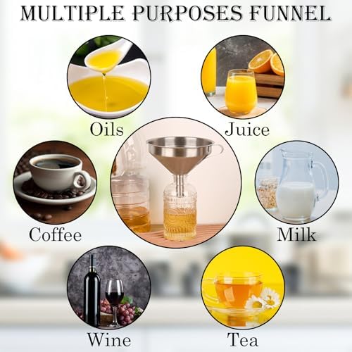 WMKGG 304 Stainless Steel Funnel,Funnels for Kitchen Use Filling