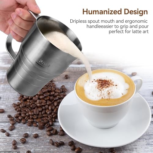 Stainless Steel Pitcher Cup, Large Capacity 900ml/30oz Milk Frothing