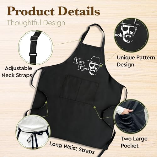 Funny Chef Apron Gifts for Men, Cooking BBQ Grilling Adjustable Bib