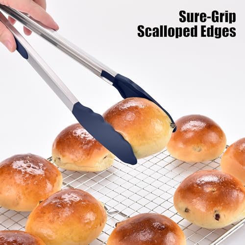 Doosu Silicone Kitchen Tongs, 3-Piece, Navy