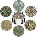 Drink Coasters for Drinks Set of 6, Vintage Art Nouveau Floral Pattern